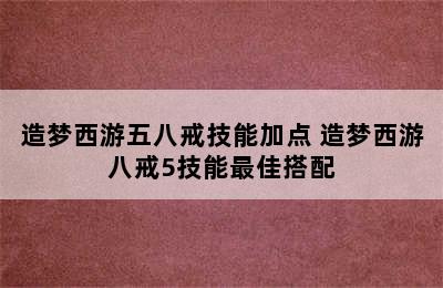 造梦西游五八戒技能加点 造梦西游八戒5技能最佳搭配